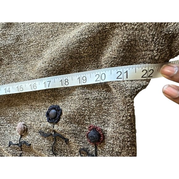 Vintage Surrealist Button Up Cropped Cardigan Floral Embroidery Large Buttons L - Picture 9 of 12